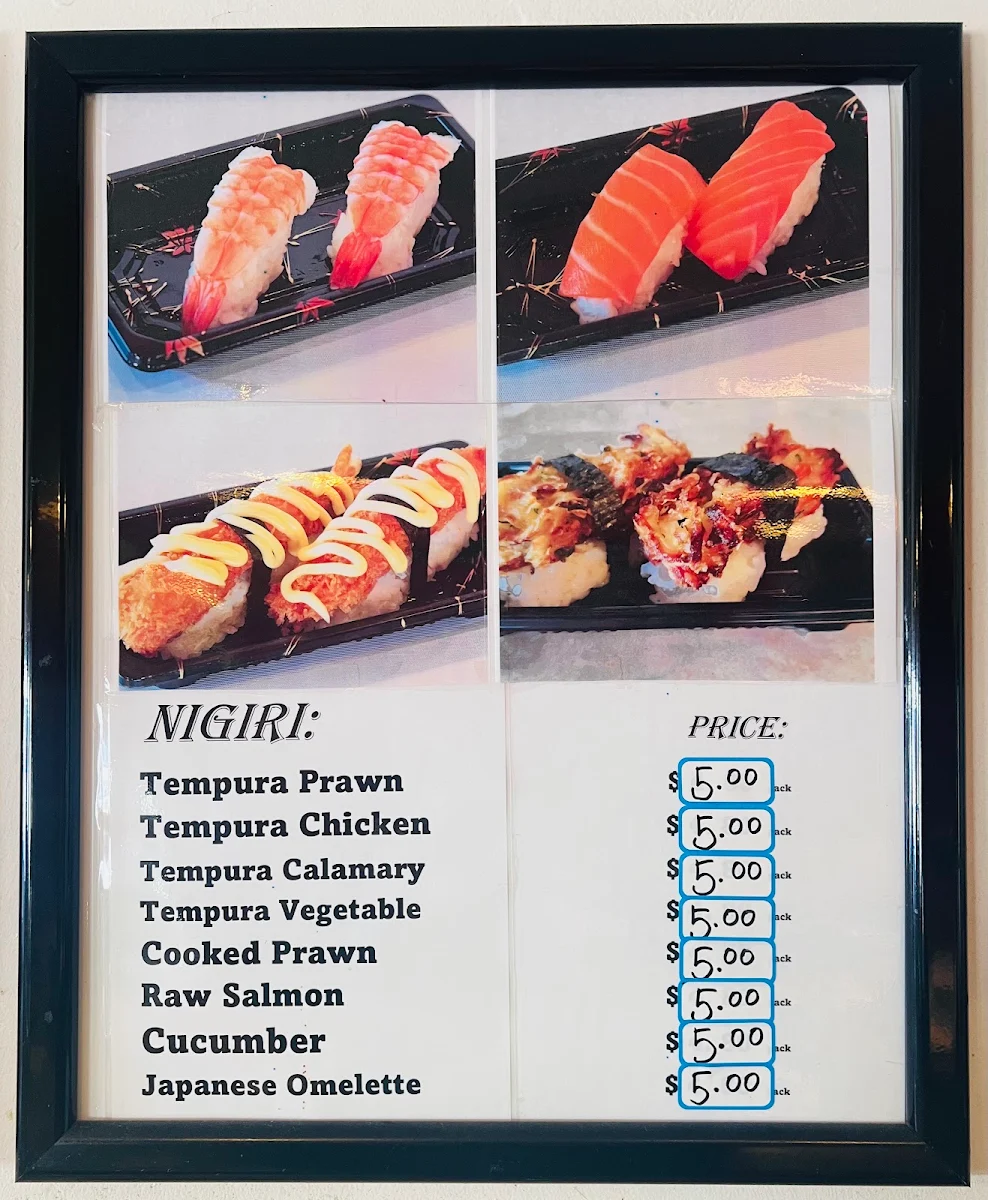 Menu, Cherry Blossom Sushi Bar