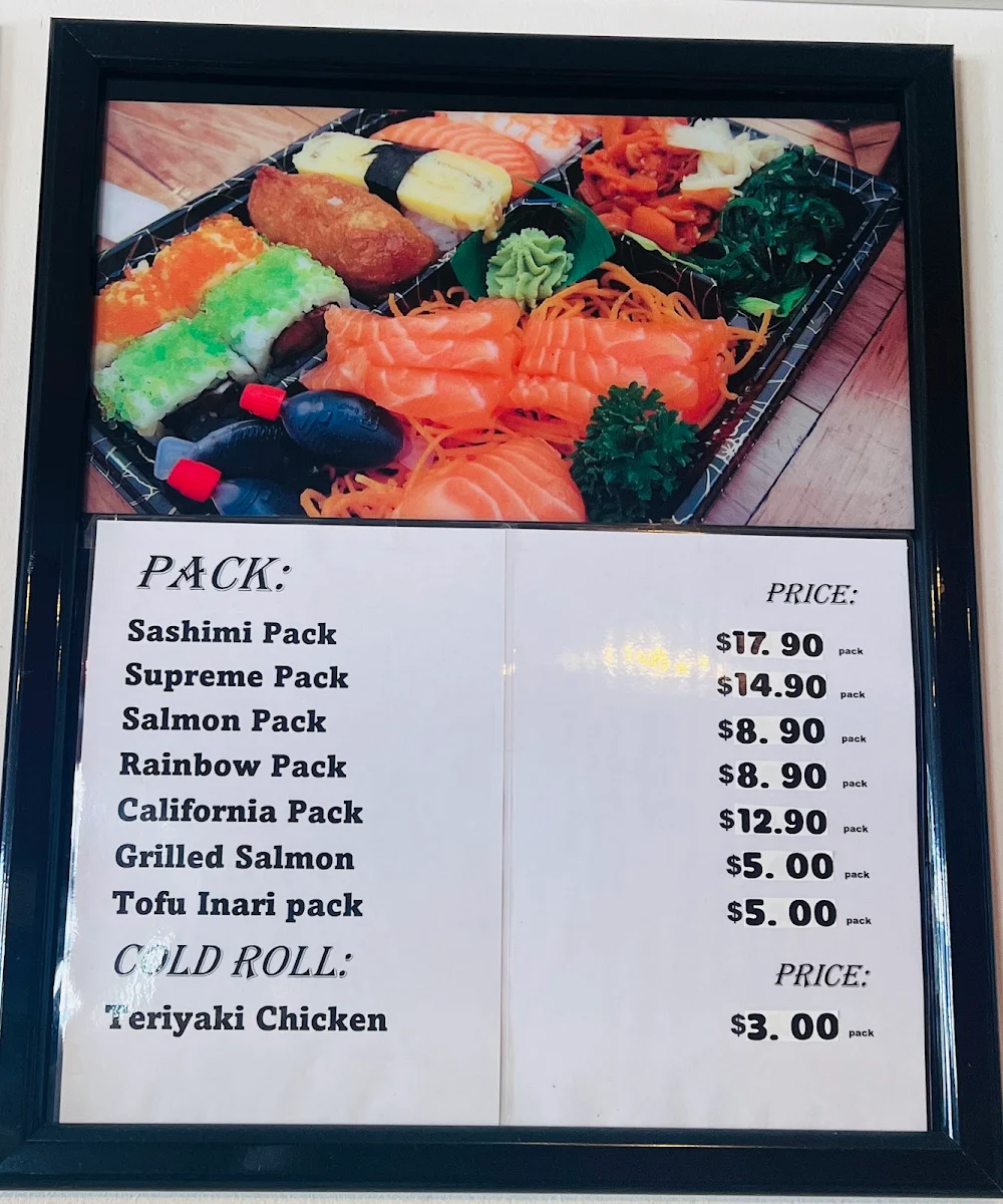 Menu, Cherry Blossom Sushi Bar