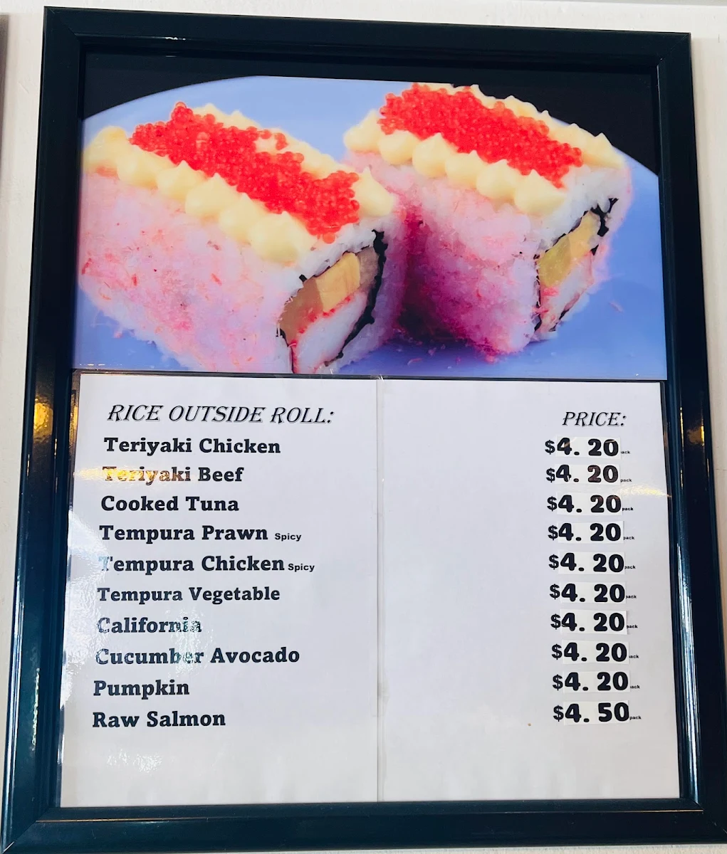 Menu, Cherry Blossom Sushi Bar