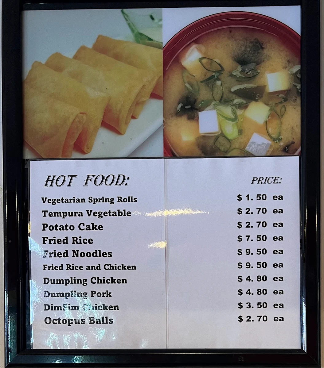 Menu, Cherry Blossom Sushi Bar