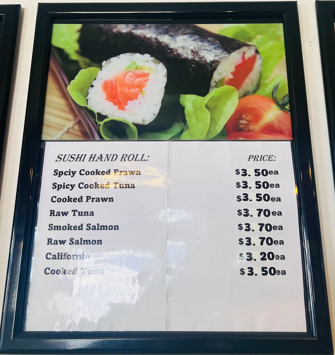 Menu, Cherry Blossom Sushi Bar