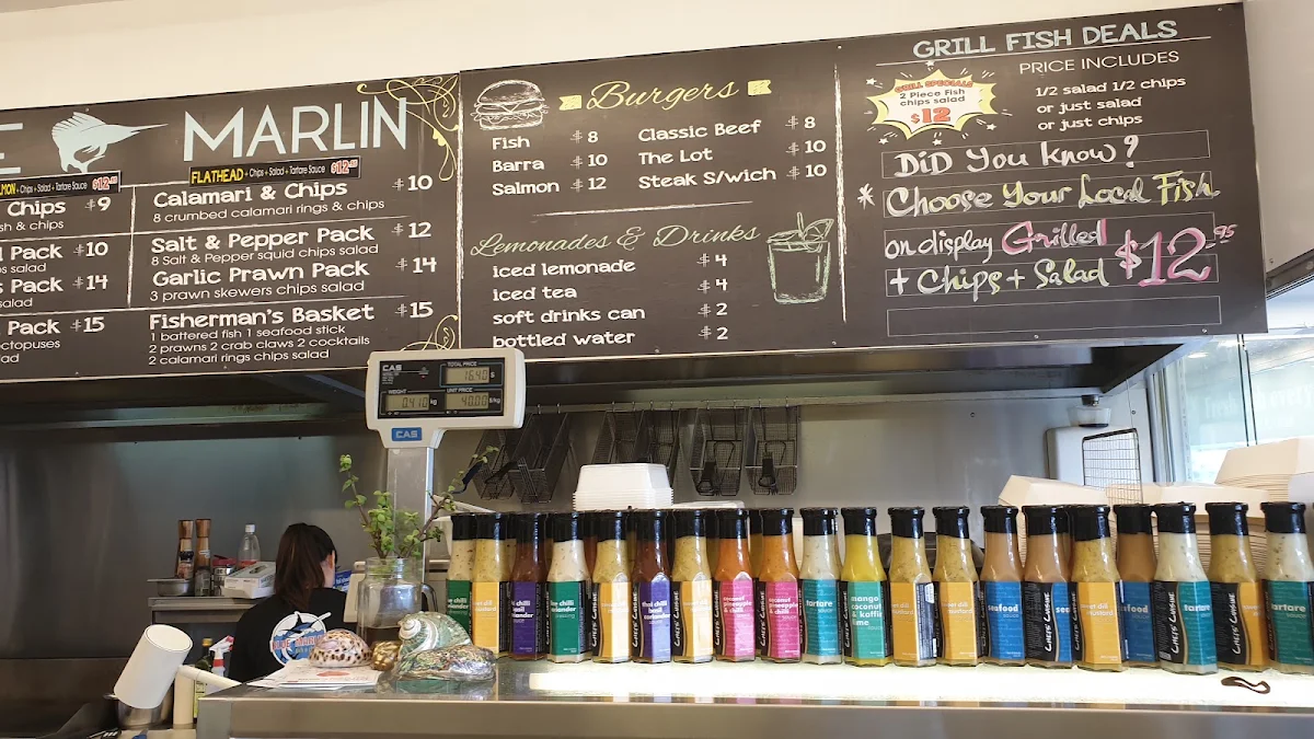 Menu, Blue Marlin Fish and Chips