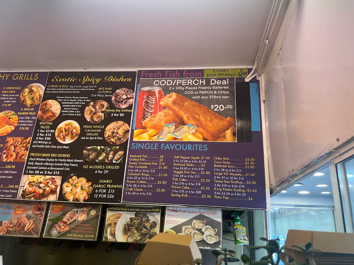 Menu, Blue Marlin Fish and Chips