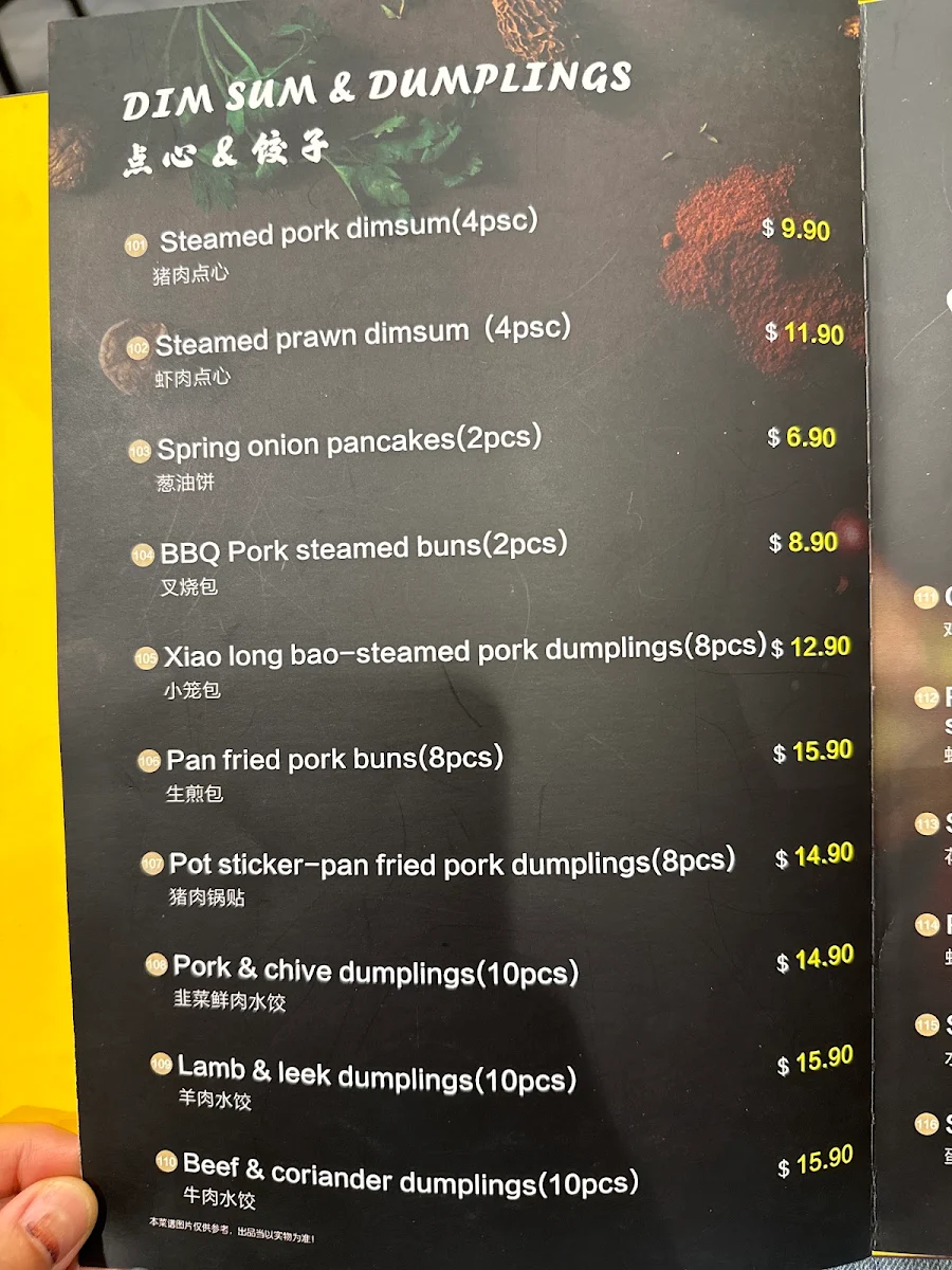 Menu, Lee's kitchen