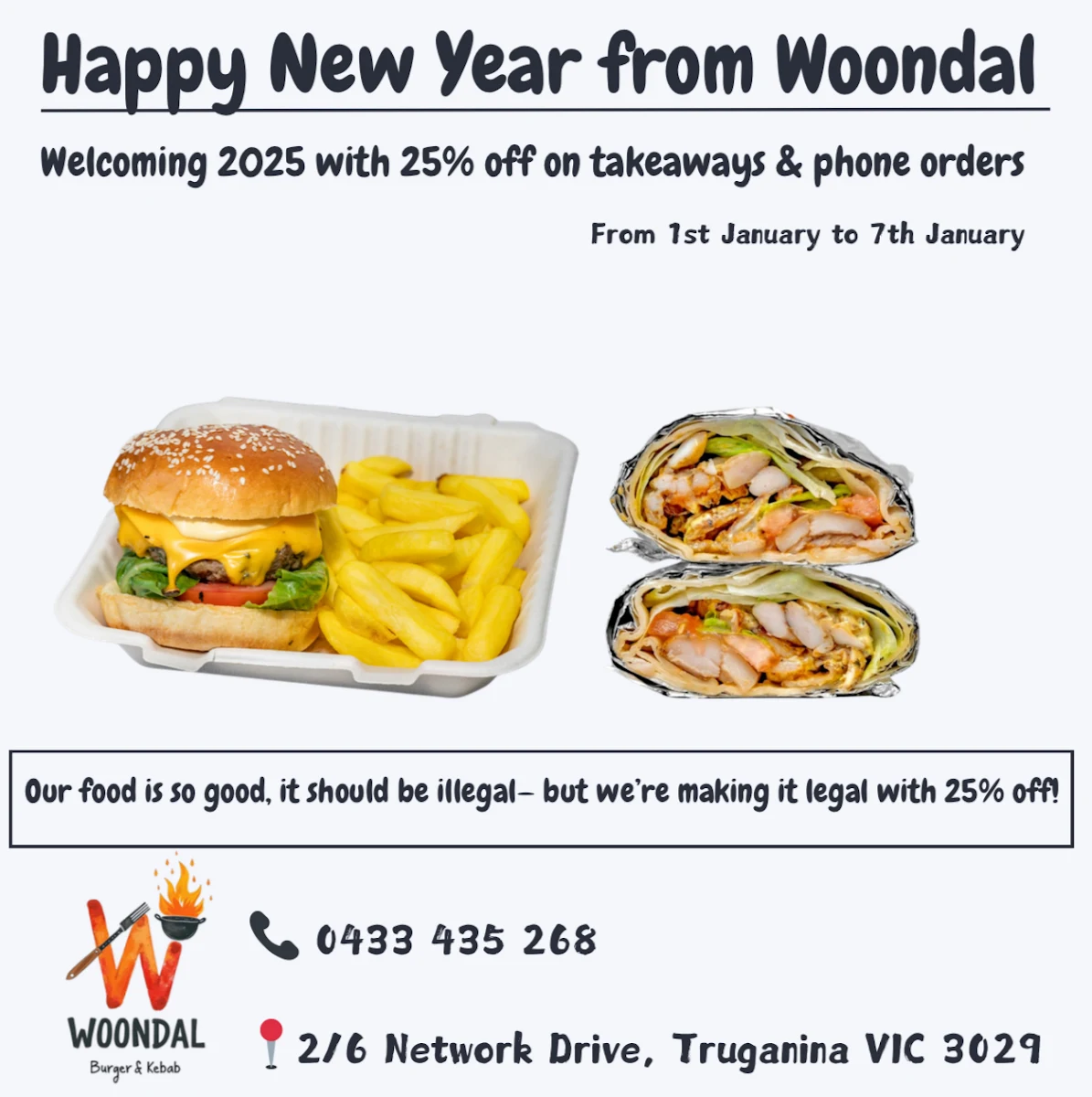 Menu, Woondal Burger & Kebab