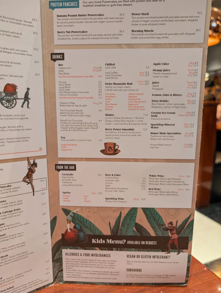 Menu, The Pancake Parlour Highpoint