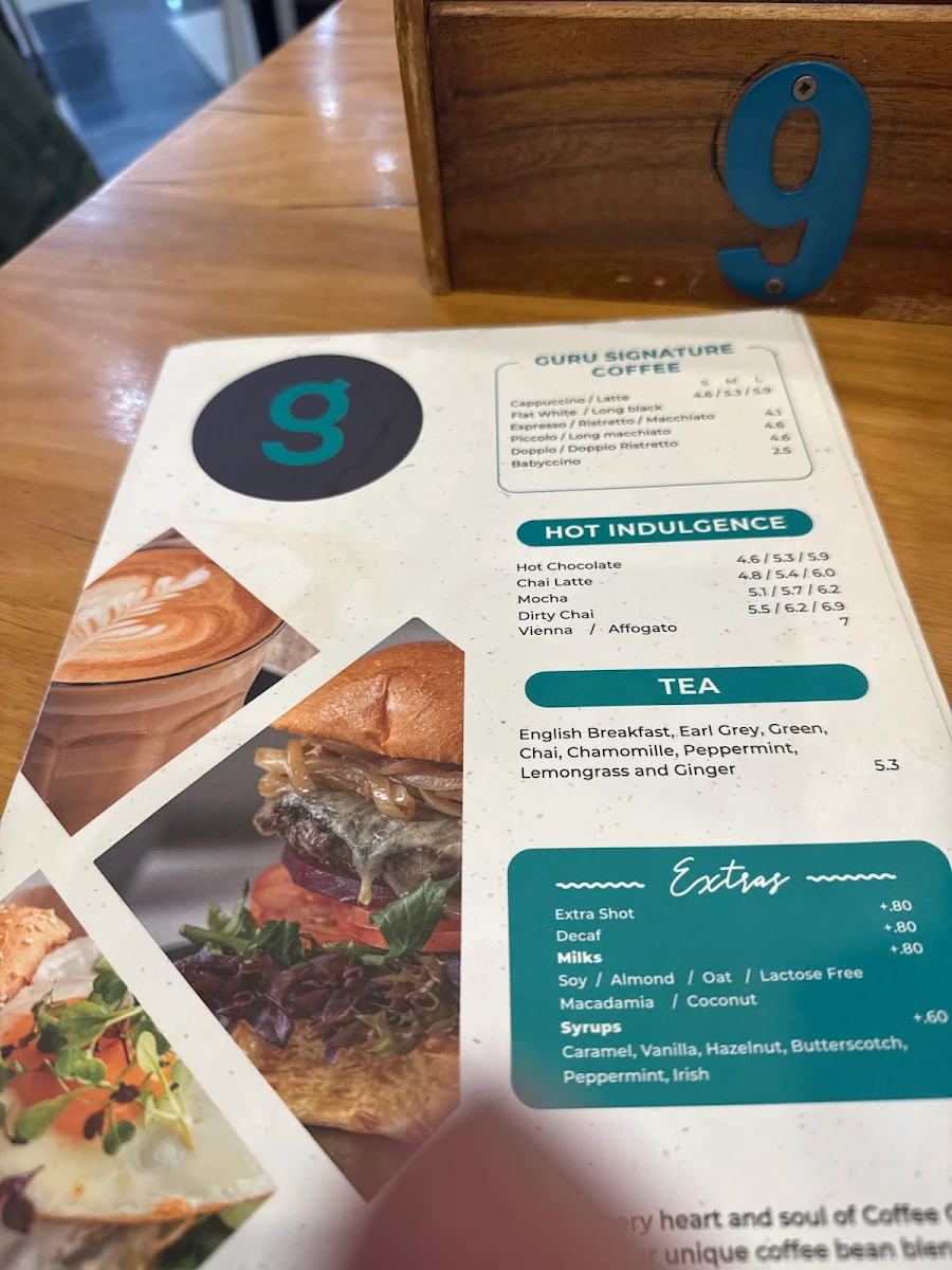 Menu, Coffee Guru Wagga Wagga