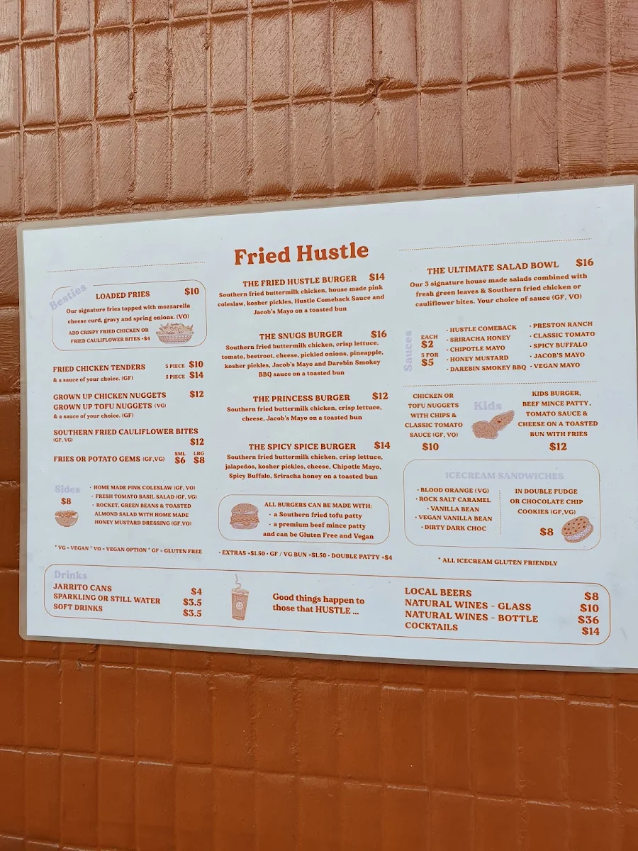 Menu, Fried Hustle