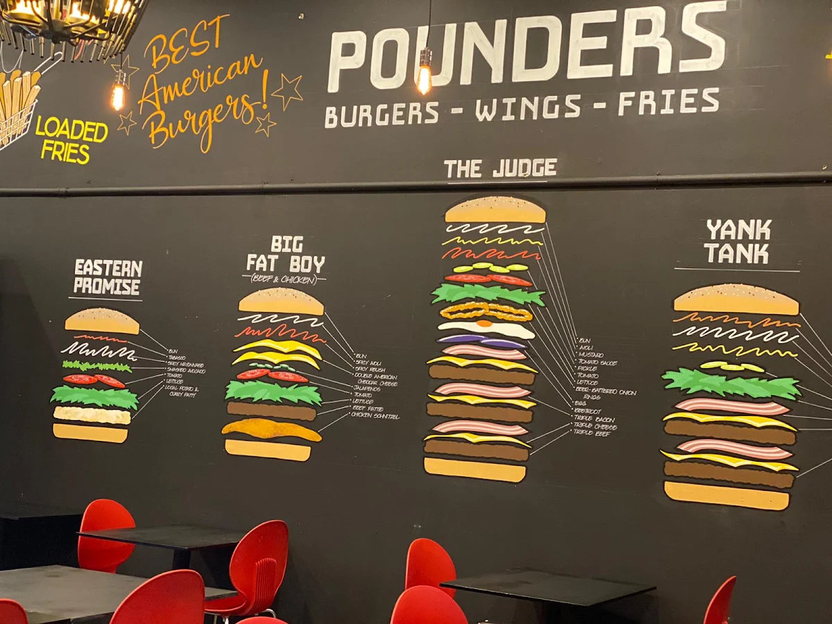 Menu, Pounders Burgers & Krispy Chook - Balwyn North