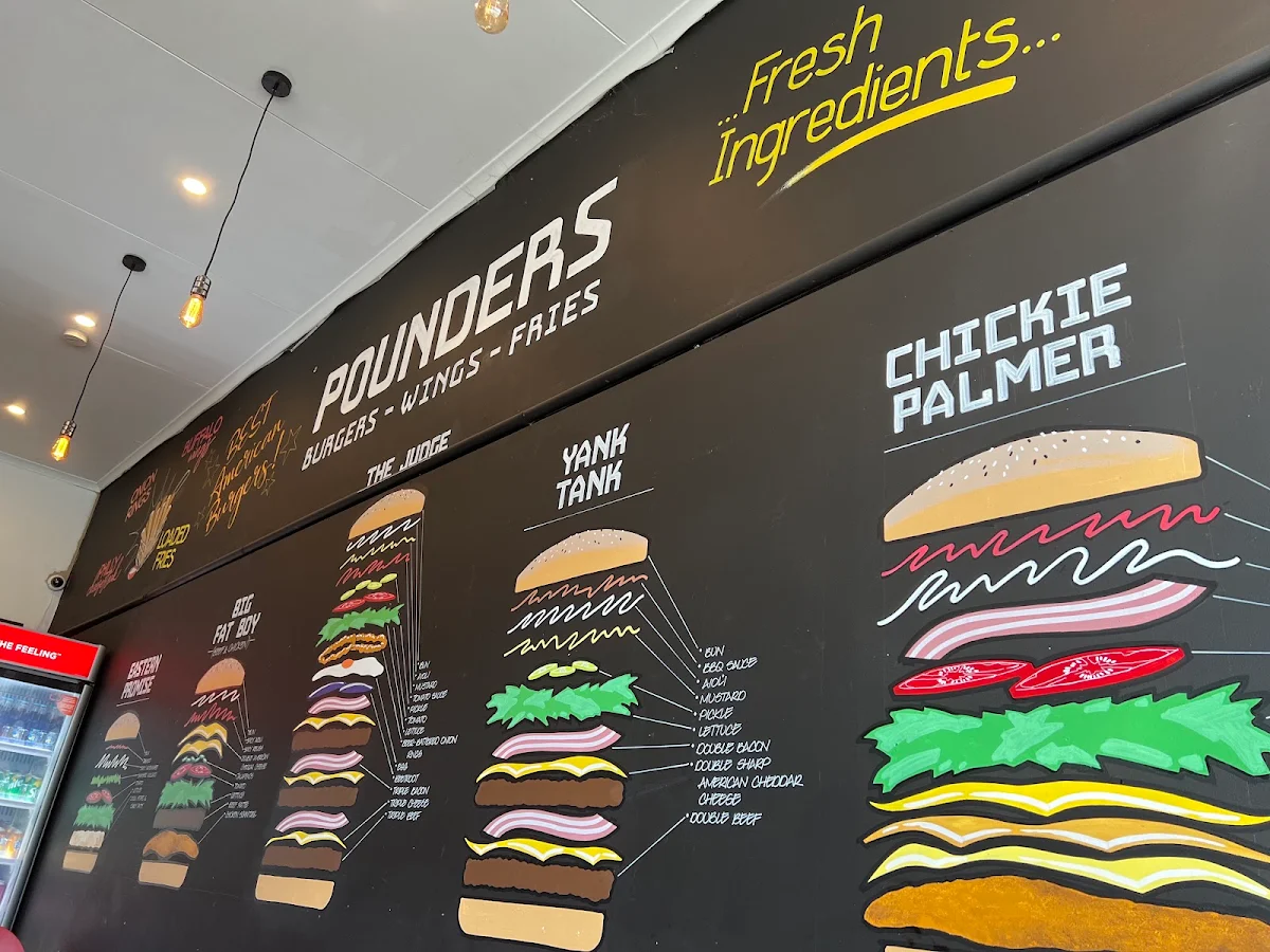 Menu, Pounders Burgers & Krispy Chook - Balwyn North