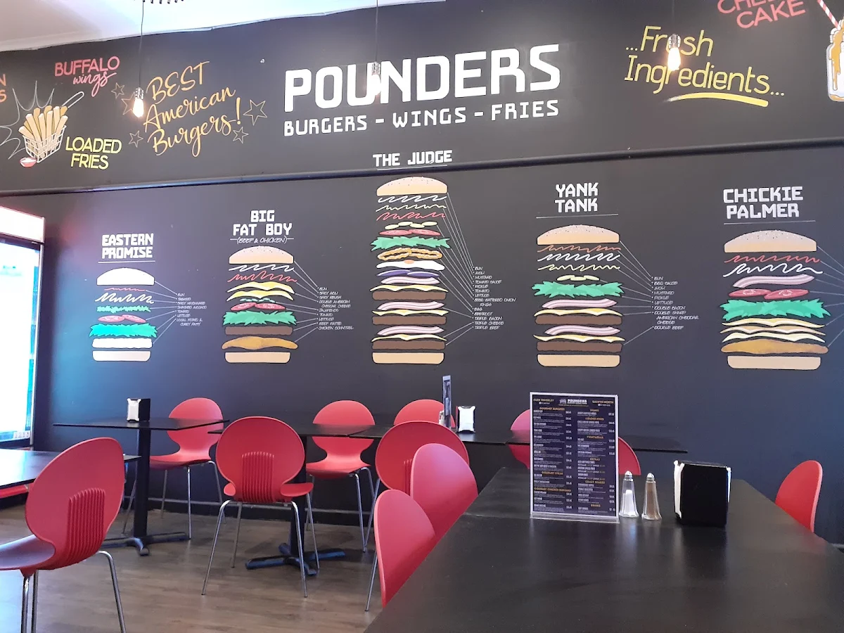 Menu, Pounders Burgers & Krispy Chook - Balwyn North