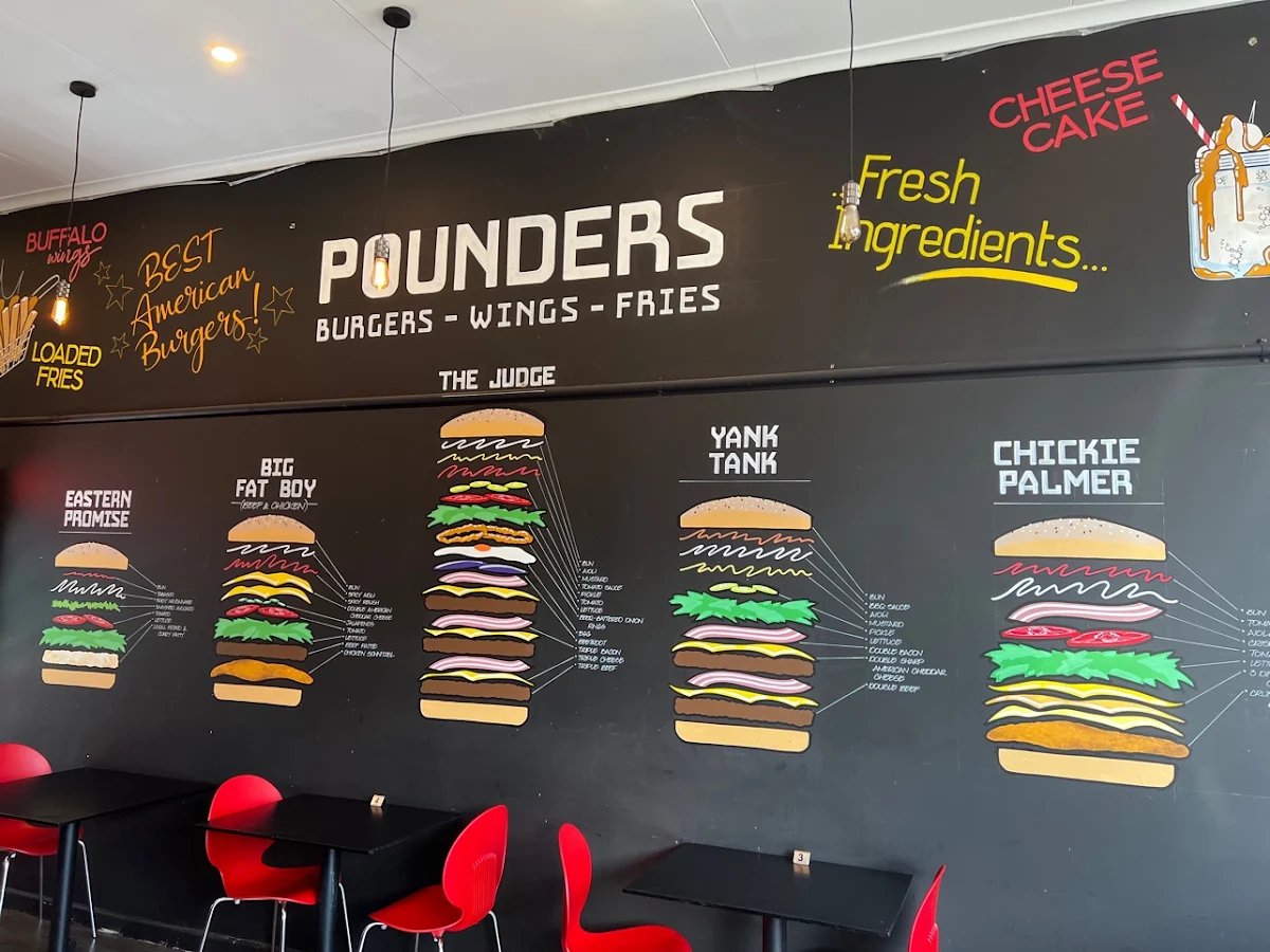 Menu, Pounders Burgers & Krispy Chook - Balwyn North