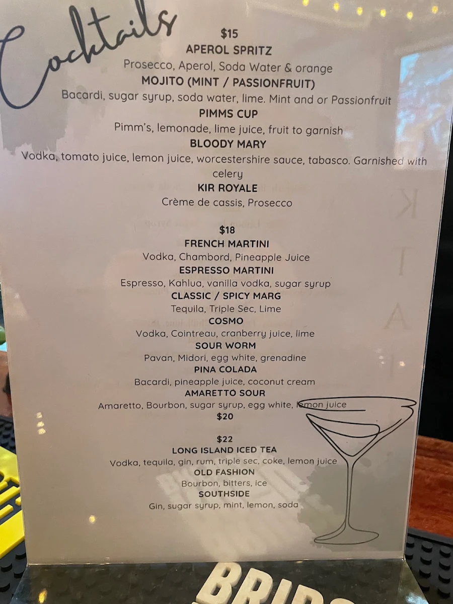 Menu, The Railyard Wangaratta