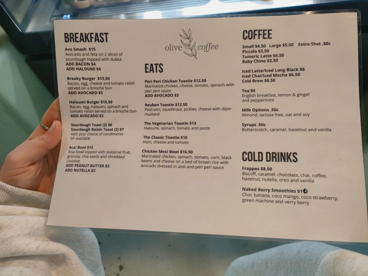 Menu, Olive Coffee