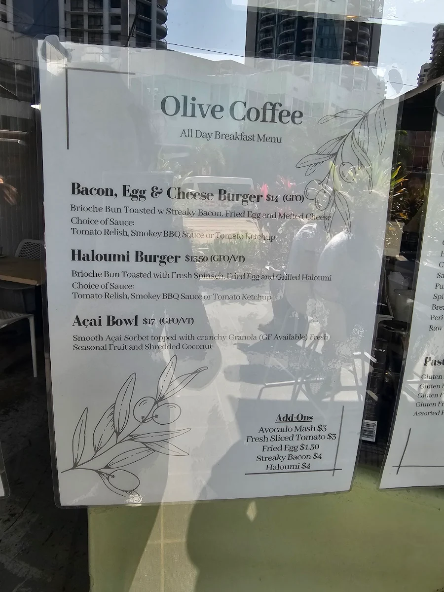 Menu, Olive Coffee