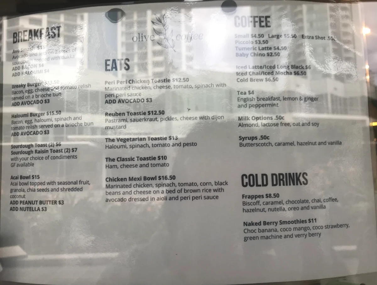 Menu, Olive Coffee