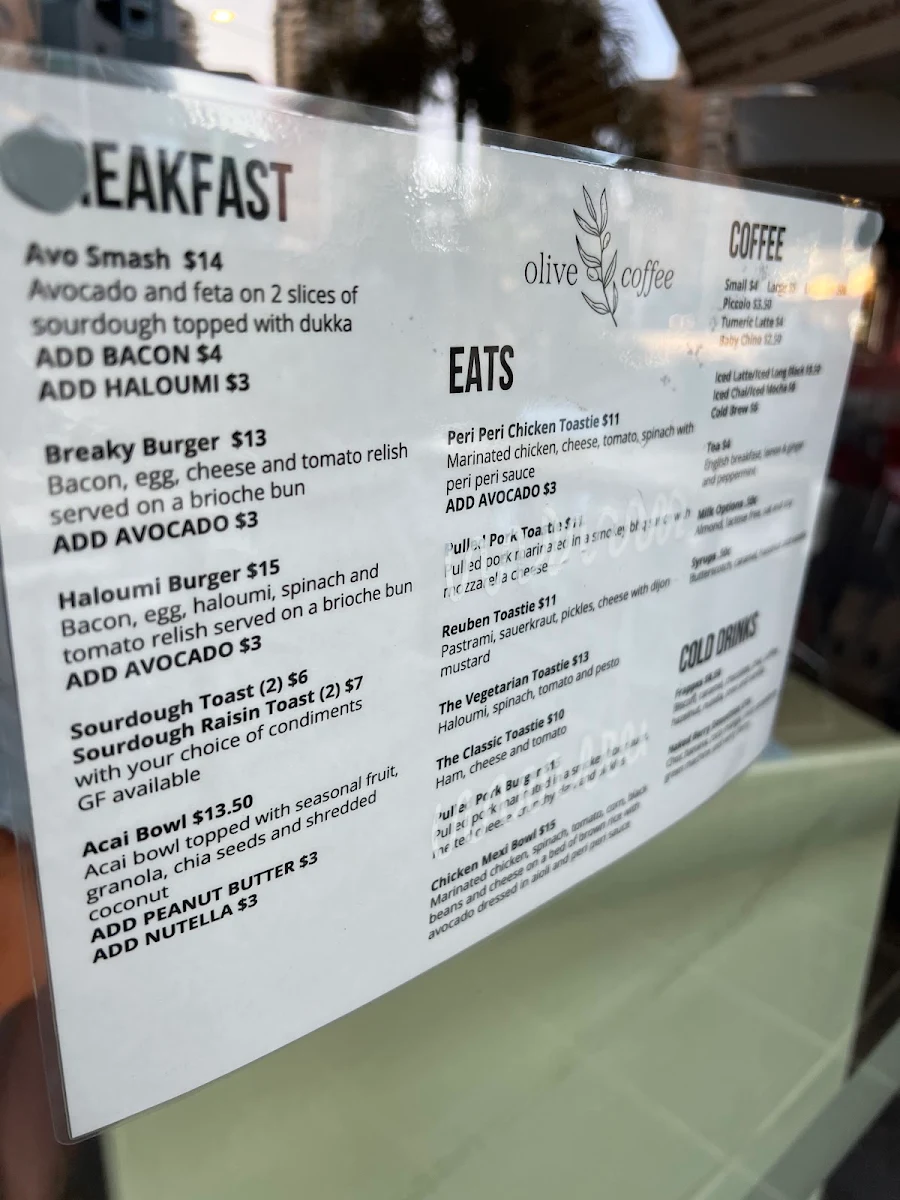 Menu, Olive Coffee