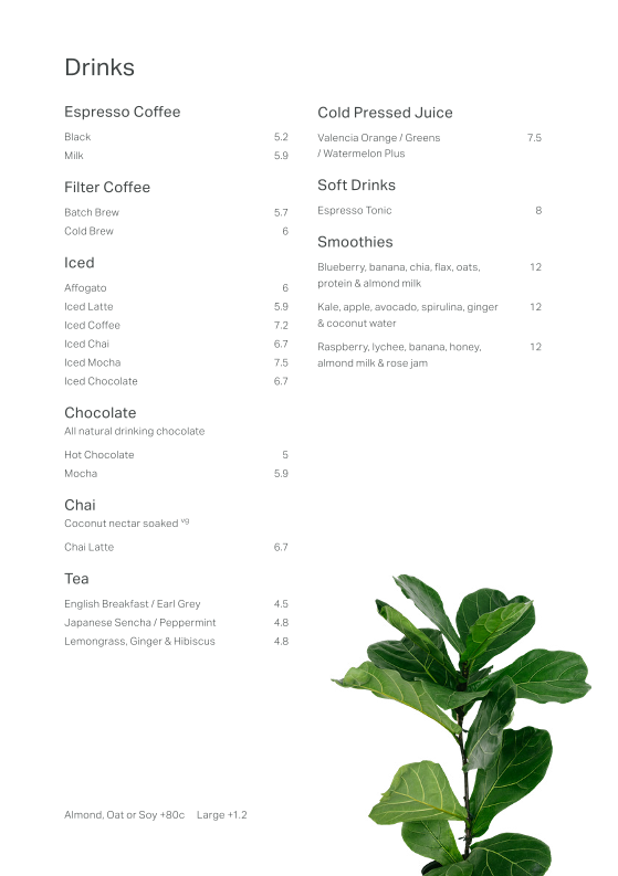 Menu, Industry Beans York St