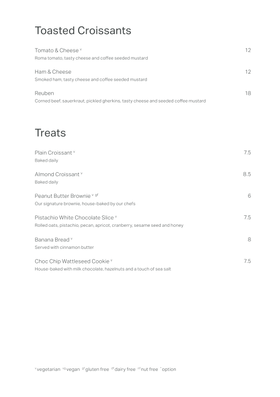 Menu, Industry Beans York St