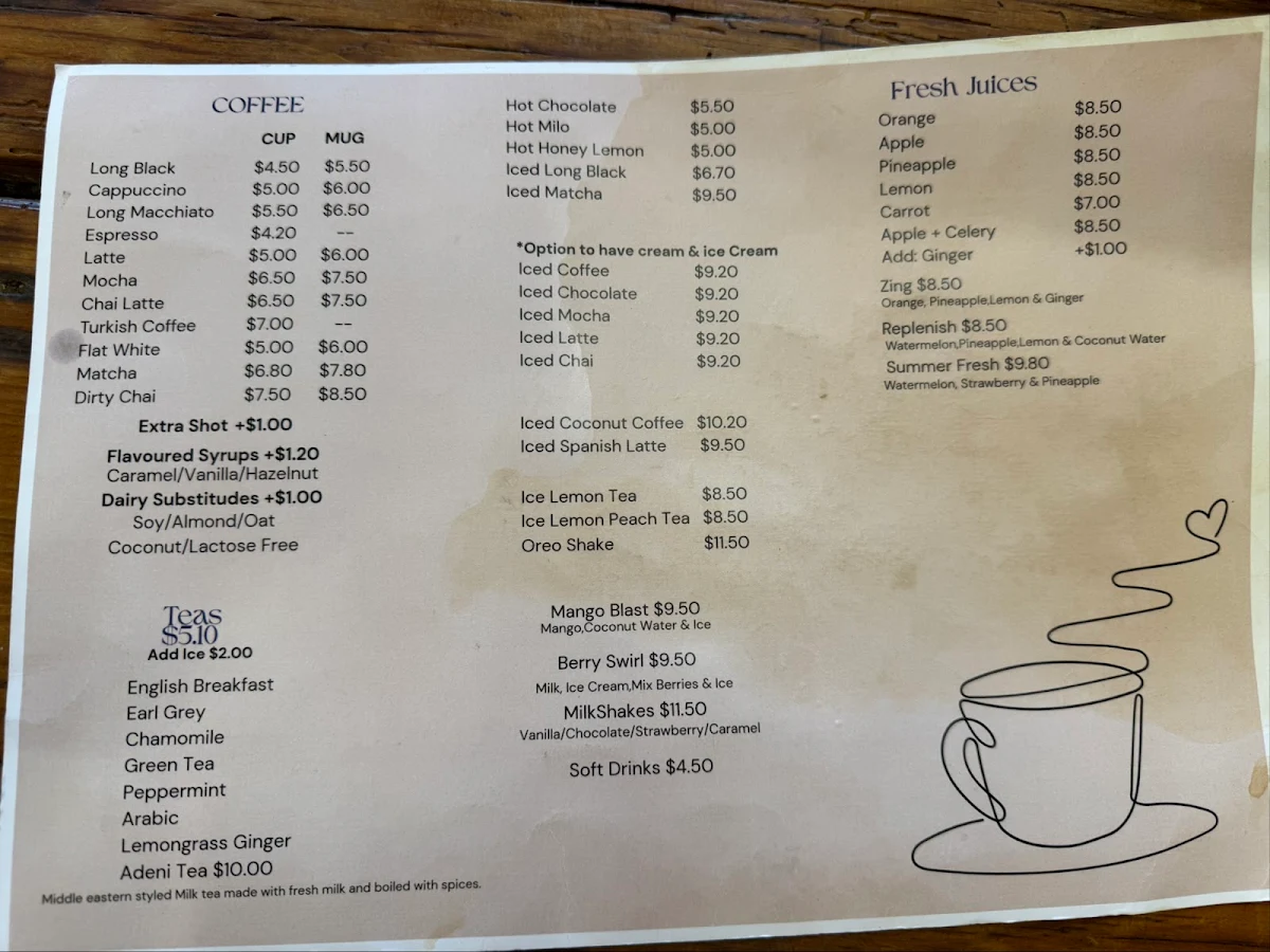 Menu, At Adels