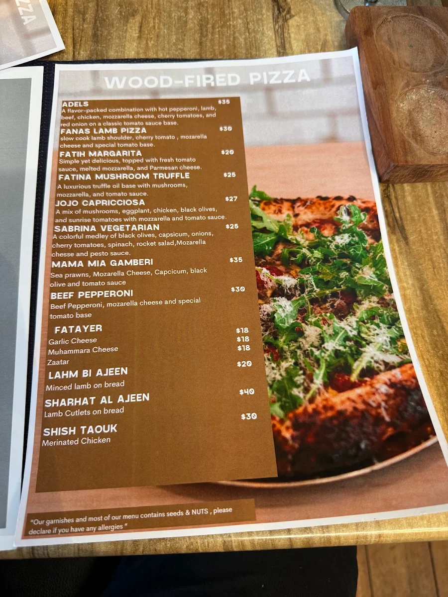 Menu, At Adels