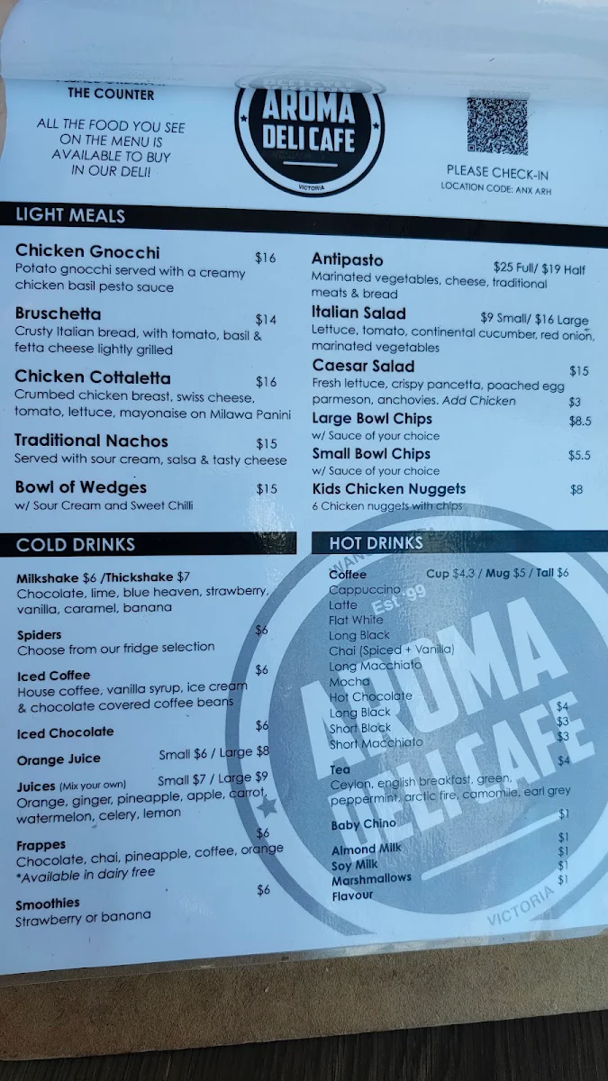 Menu, Aroma Deli Cafe