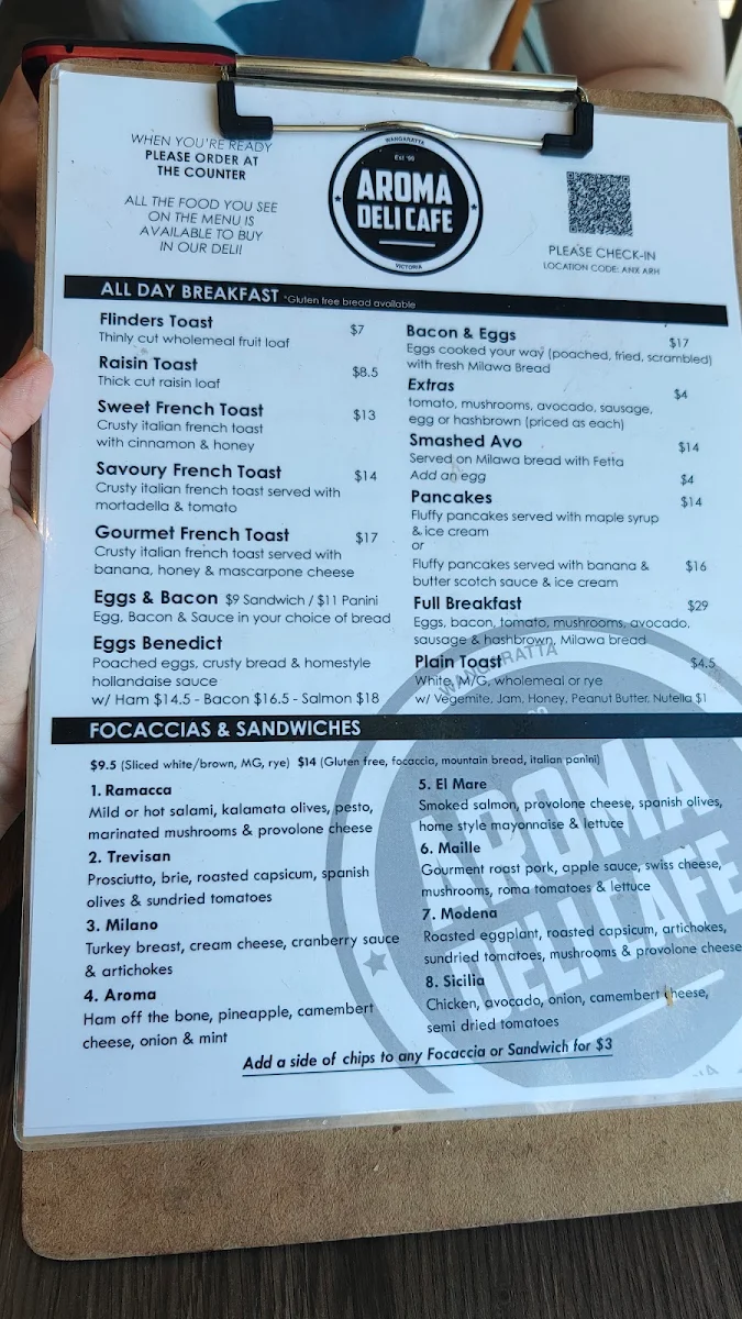 Menu, Aroma Deli Cafe