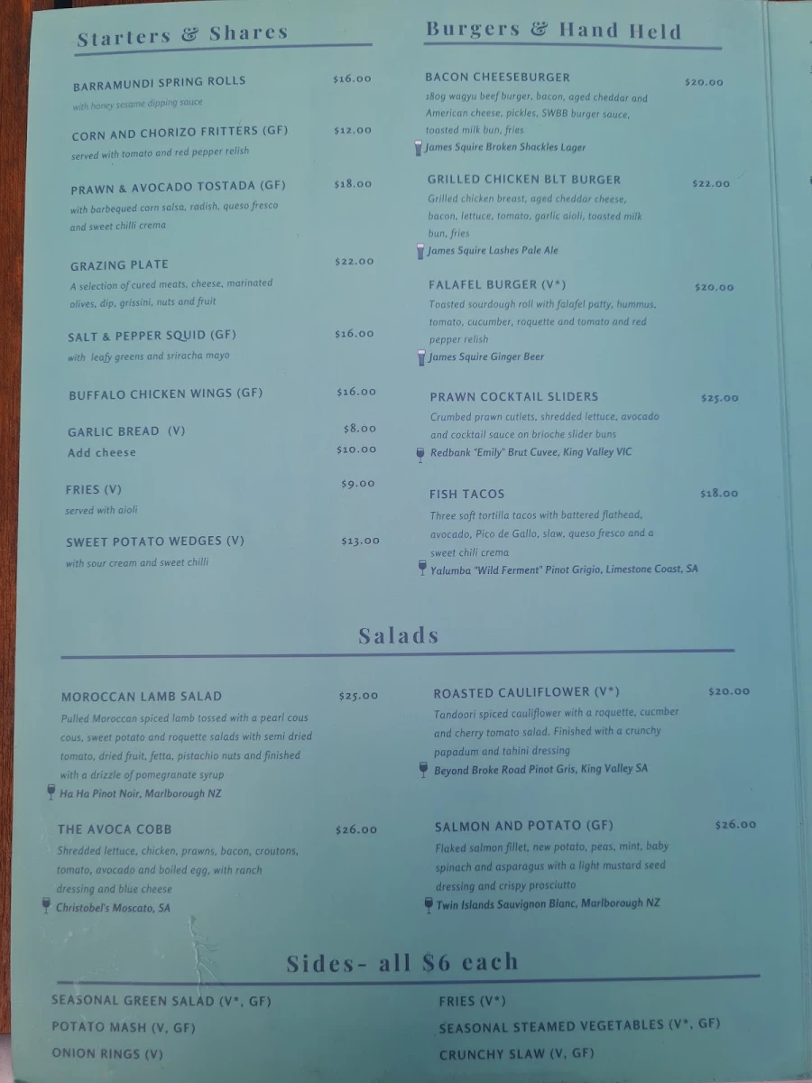 Menu, Saltwater Bar & Bistro