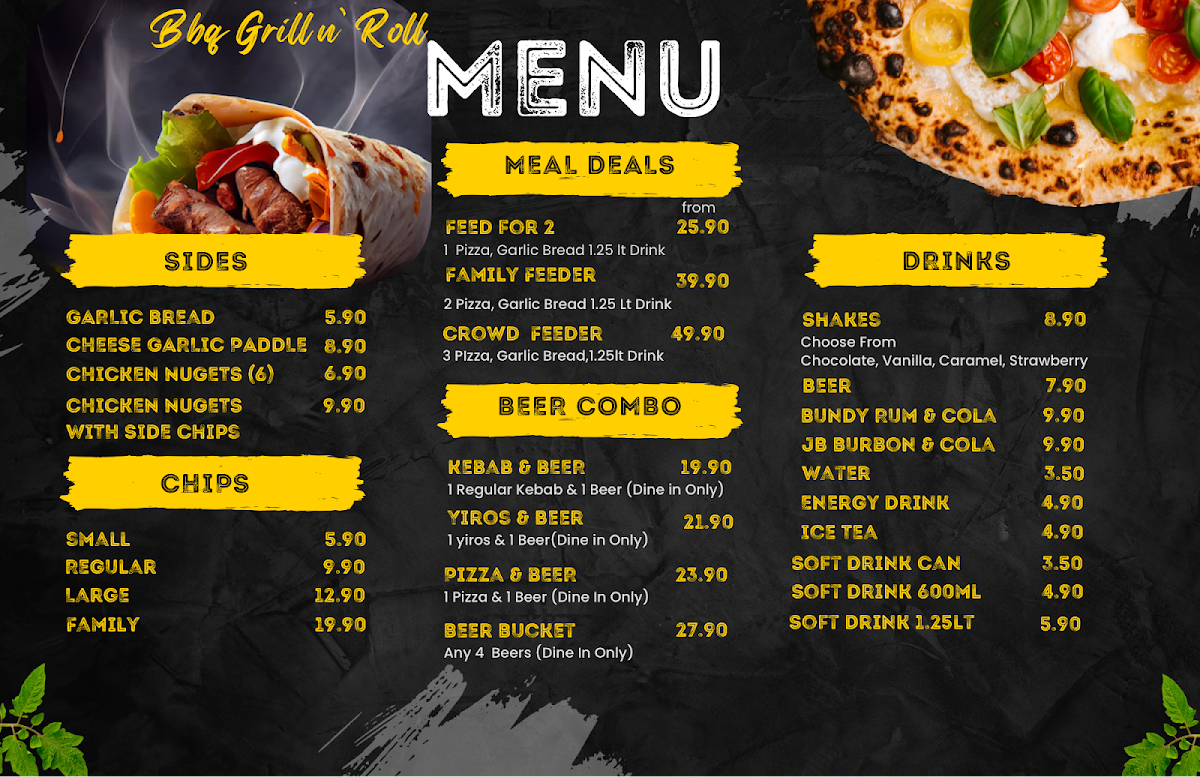 Menu, BBQ Grill N' Roll Kebab & Pizza -Wynnum / Manly