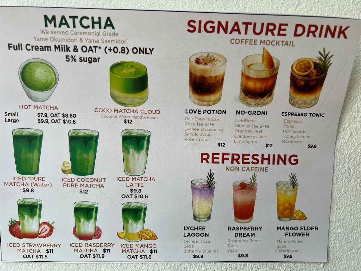 Menu, JIBBICOFFEE ROASTERS