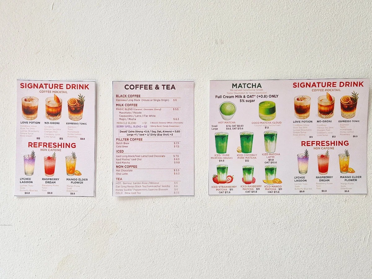Menu, JIBBICOFFEE ROASTERS