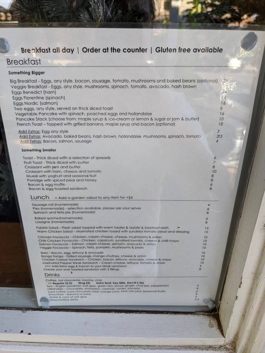 Menu, Pizzeria La Luna