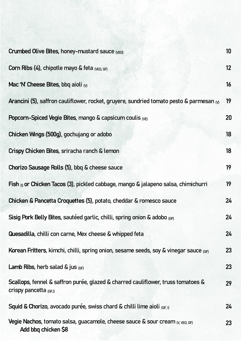 Menu, Gramercy Bar And Kitchen