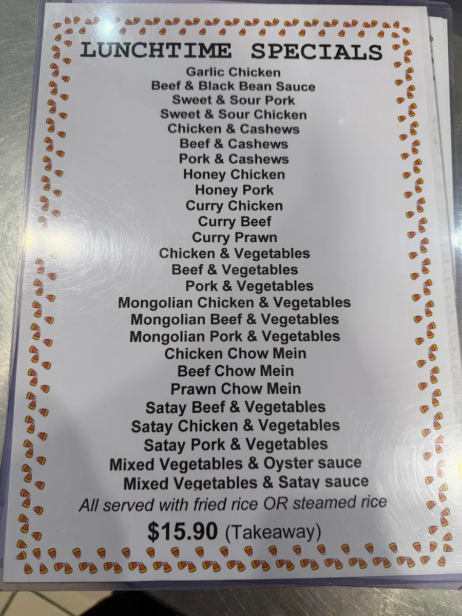 Menu, Happy Valley Beaudesert Chinese Family Restaurant