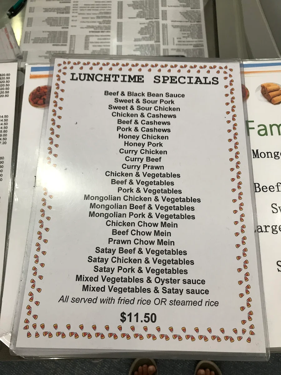 Menu, Happy Valley Beaudesert Chinese Family Restaurant
