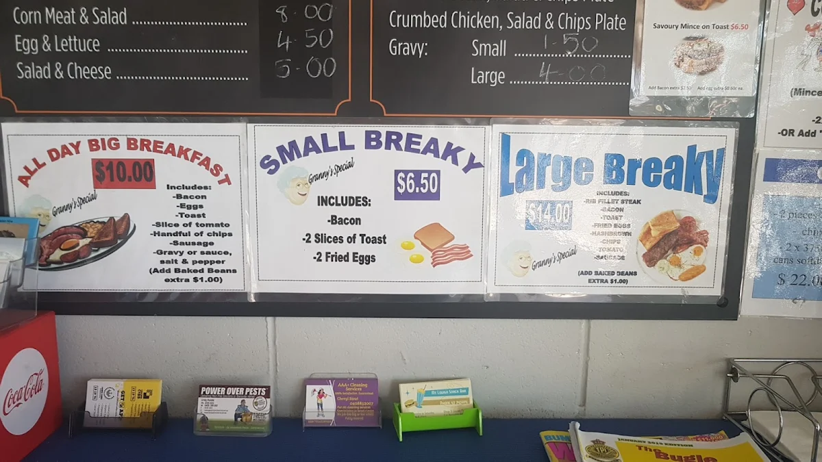 Menu, Mt Louisa Snack Bar