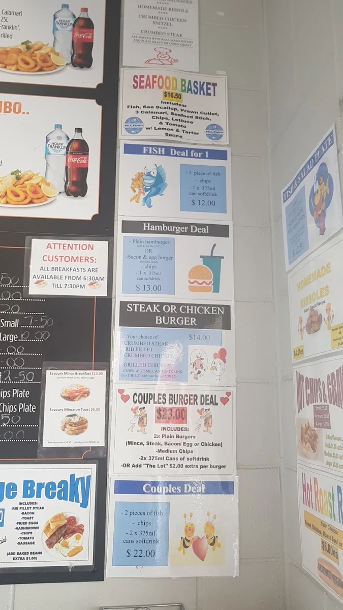 Menu, Mt Louisa Snack Bar