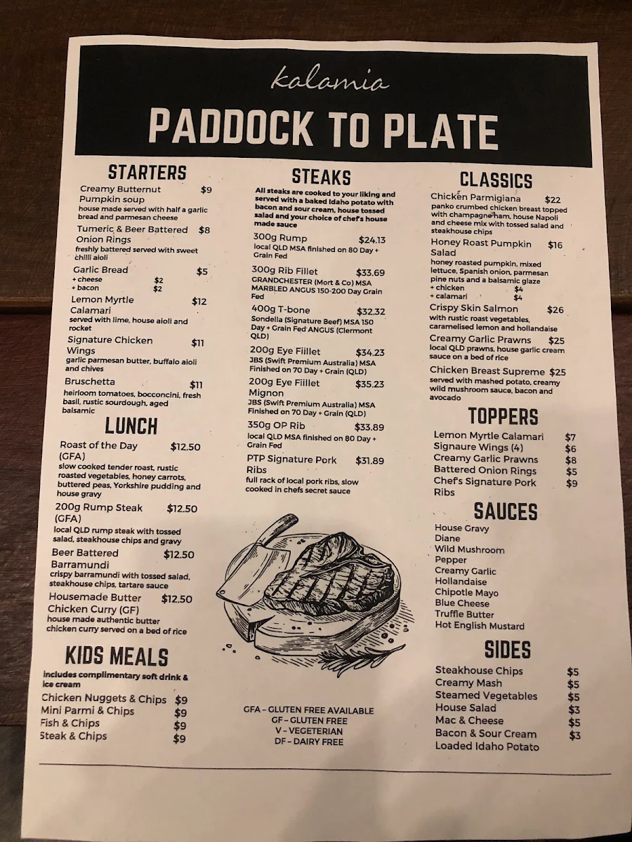 Menu, Kalamia Hotel