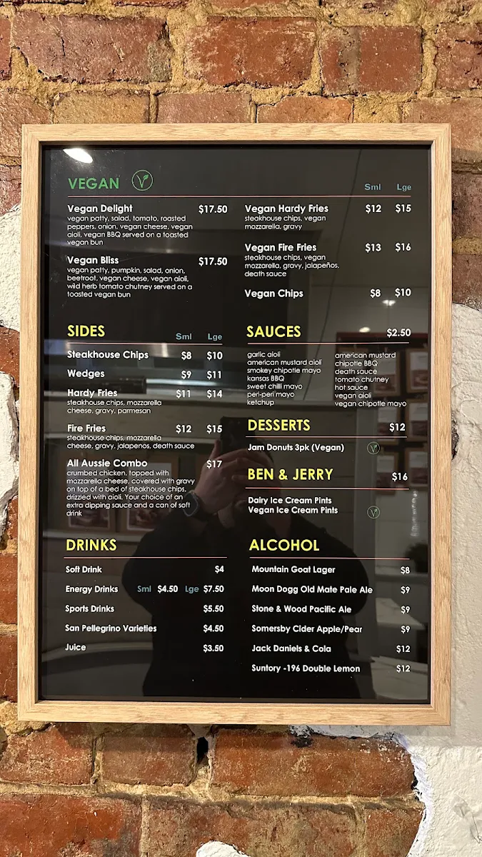 Menu, Harding's Burger Joint Brunswick
