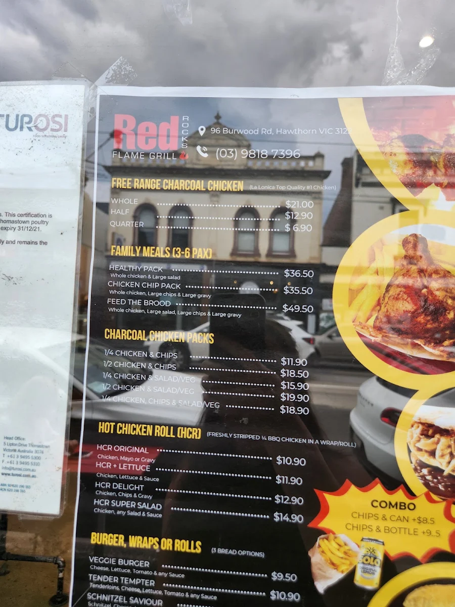 Menu, Red Rocks Flame Grill