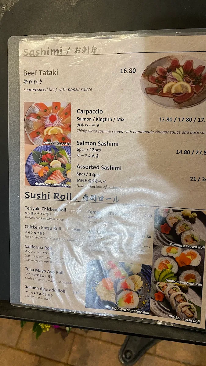 Menu, WAI WAI JAPANESE DINING