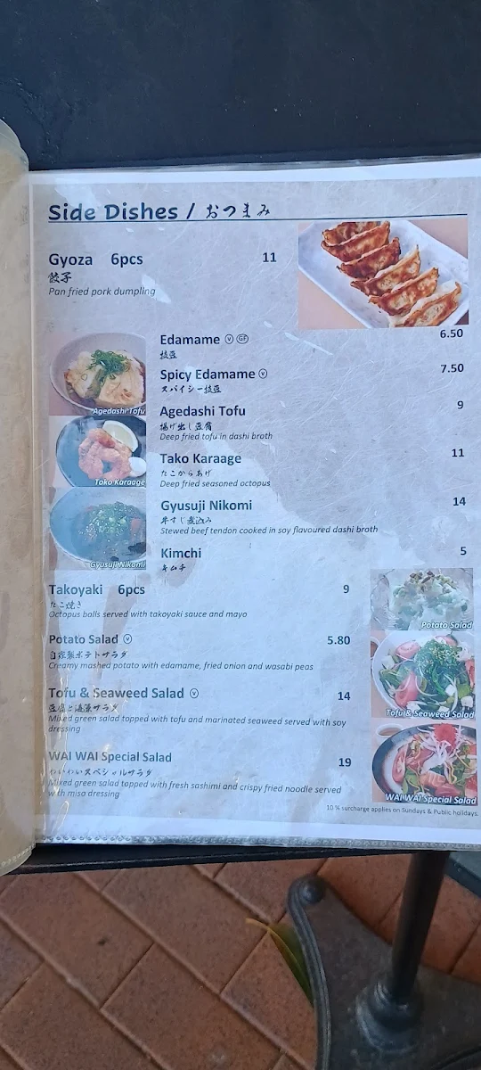 Menu, WAI WAI JAPANESE DINING