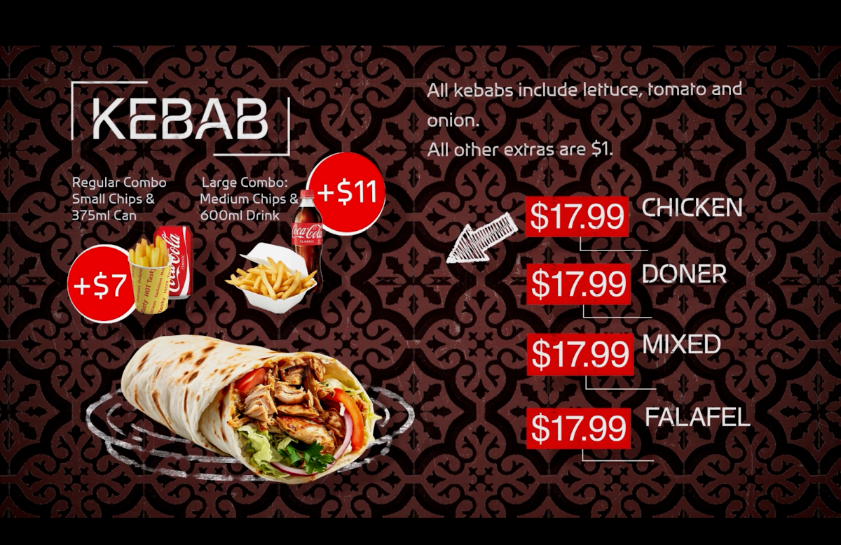 Menu, Amo Kebab & Pizza