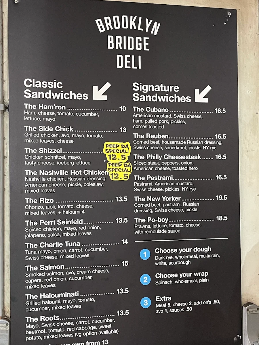 Menu, Brooklyn Bridge Deli