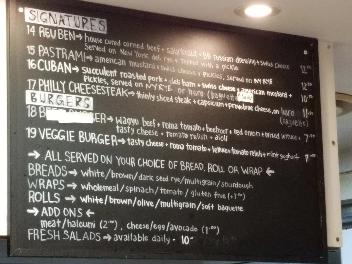 Menu, Brooklyn Bridge Deli