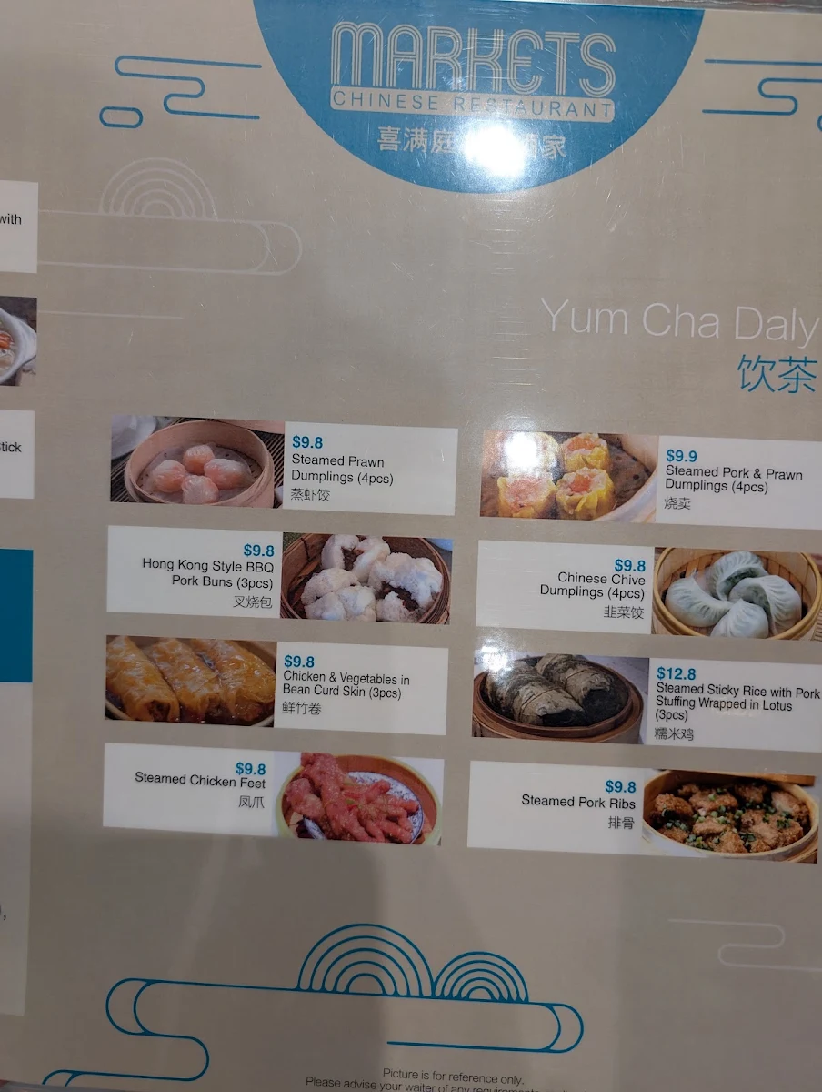 Menu, Markets Chinese Restaurant