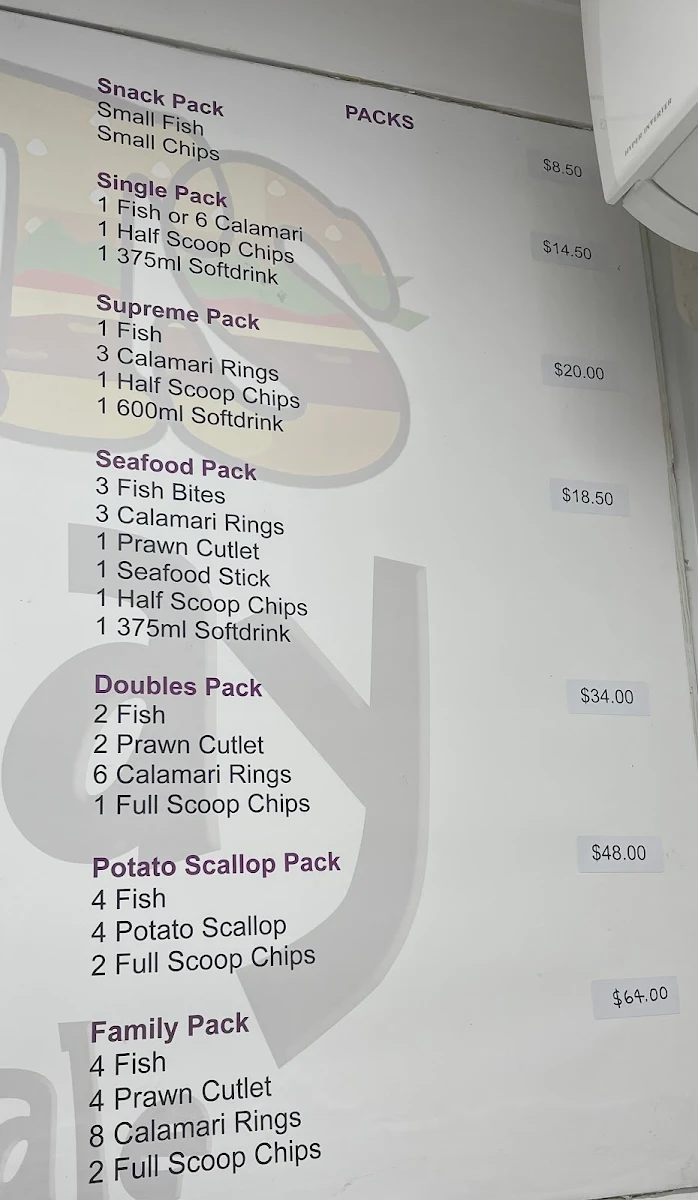 Menu, Tasty Eats Takeaway - Annandale