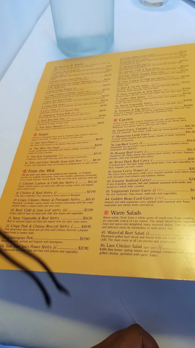 Menu, Yim Yam Thai Laos Ascot Vale