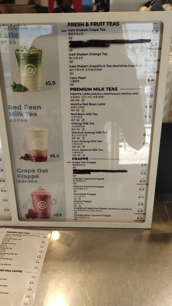 Menu, Cotti Coffee (Barrack St)