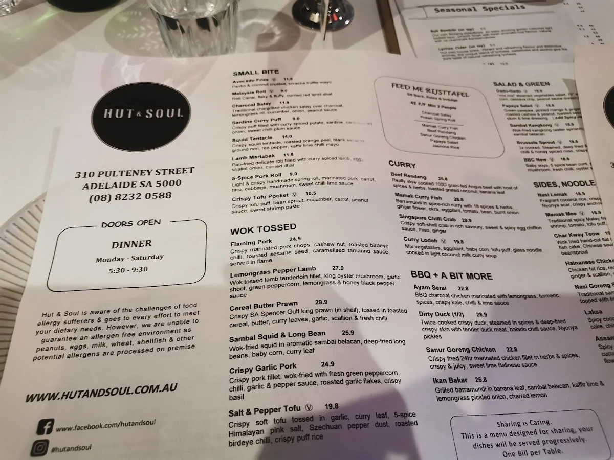 Menu, Hut & Soul